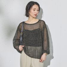 ラメ混メッシュニット