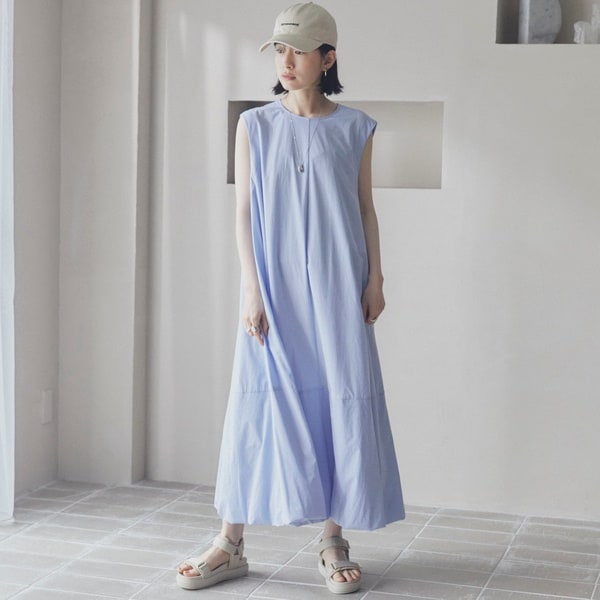 サンリオコラボ】ビッグクレリックカラー5分袖ワンピース