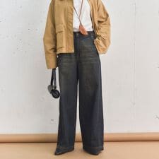 サイドベルトワイドデニムパンツ
