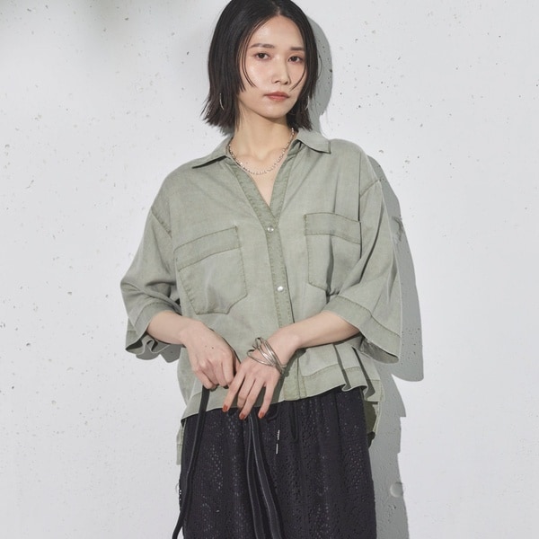 ドゥ アルシーヴ（Doux archives）/バイオウォッシュ加工ショートシャツ バイオウォッシュ加工ショートシャツ | ドゥ アルシーヴ(Doux archives