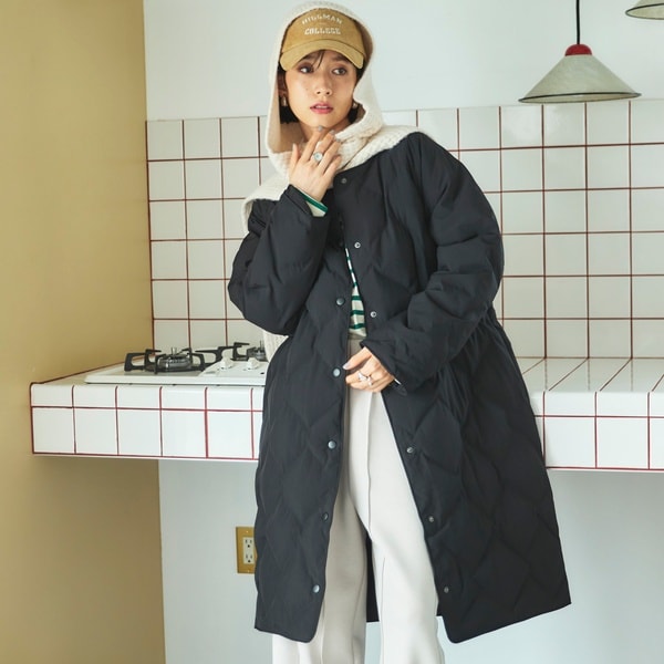 【2023ss】スローブイエナ リバー ノーカラーブルゾン ジャケット ネイビー SLOBE IENA（スローブイエナ）の「リバーノーカラーブルゾン（その他