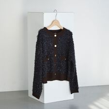 ドゥ アルシーヴ(Doux archives)のバイカラーループヤーンニットカーディガン