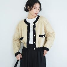 ドゥ アルシーヴ(Doux archives)のバイカラーループヤーンニットカーディガン