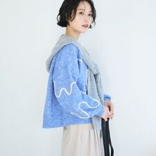 コード刺繍クロップドニットプルオーバー