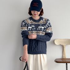 ノルディック柄ニットプルオーバー