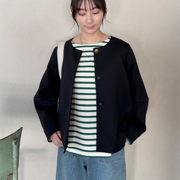 レトロでかわいい！】パイル フリース ノーカラー ジャケット | クリフ