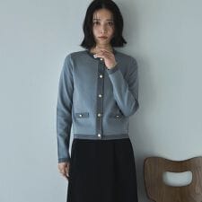 ラメ配色ニットカーディガン