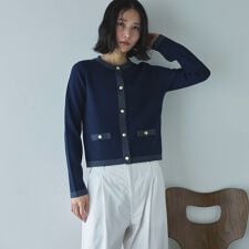 ラメ配色ニットカーディガン