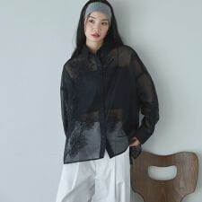 フラワー刺繍オーバーシャツ