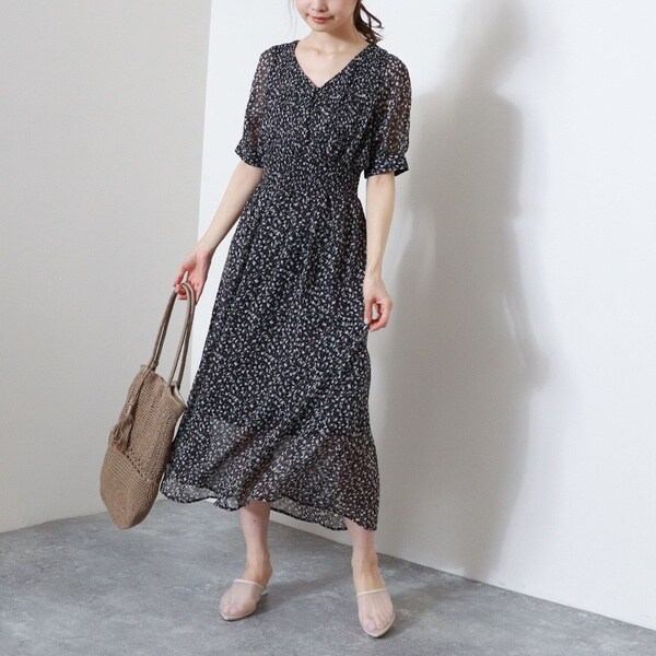 花柄シフォンプリーツワンピース | アルシーヴ(archives
