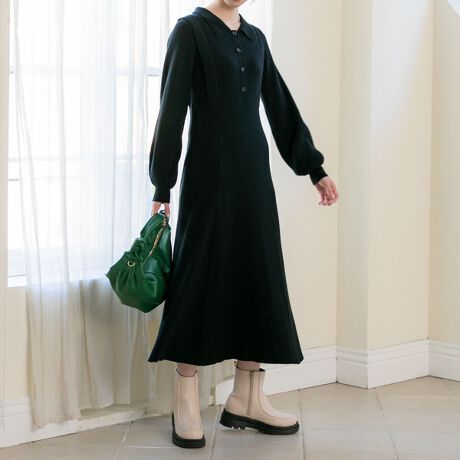 衿付きフレアニットワンピース アルシーヴ Archives ファッション通販 マルイウェブチャネル