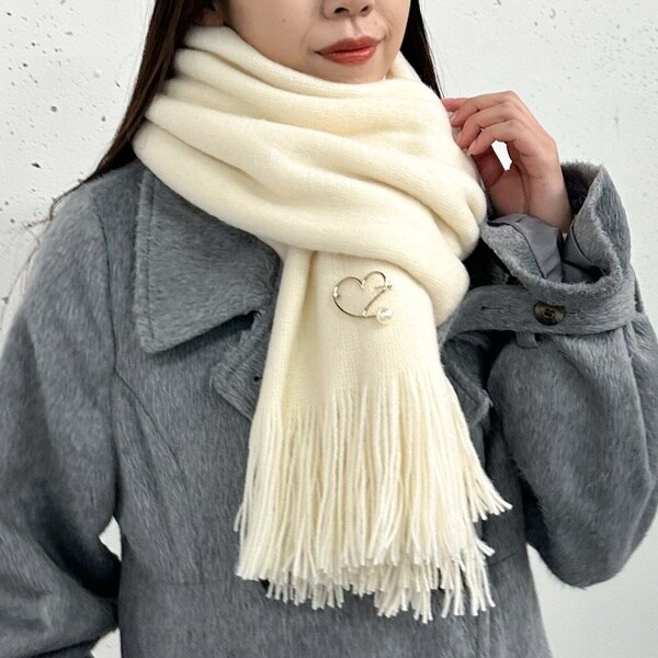 ハートブローチ付きリバーシブルストール | アルシーヴ(archives