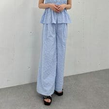 【ＳＥＴ　ＵＰ対応】ストライプイージーワイドパンツ