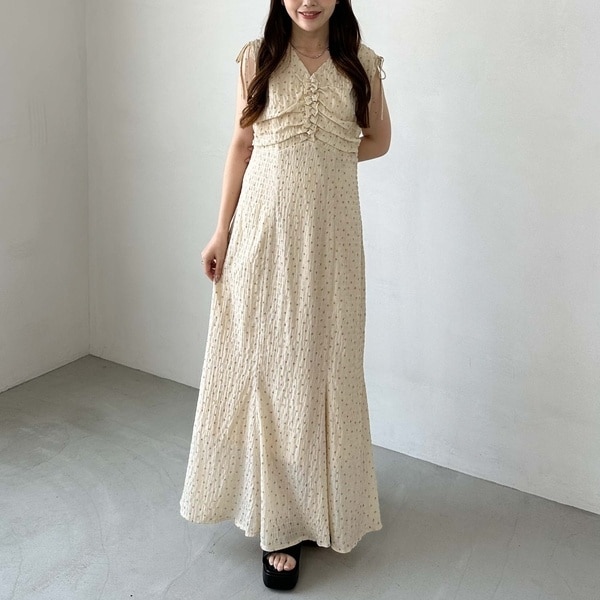 archives 小花柄ドロストノースリーブワンピース セール】小花柄ドロストノースリワンピース（ワンピース