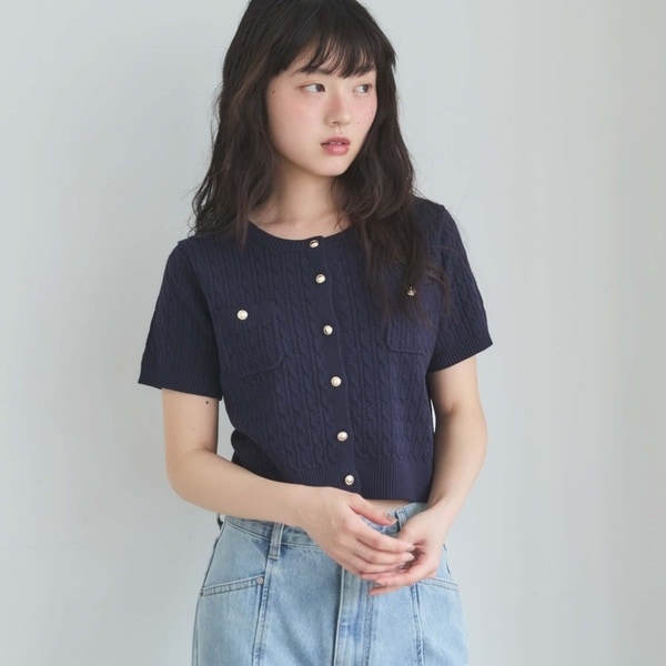 GIVENCHY ジバンシー　金ボタン　紺　ニットジャケット　カーディガン 金ボタンノーカラーニットジャケット | ブルーイースト(BLUEEAST