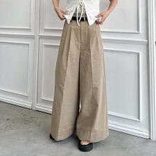 ベルト付きタックワイドチノパンツ