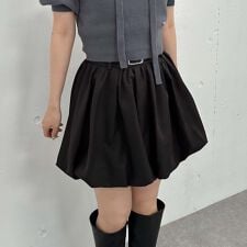 ベルト付きバルーンミニスカート