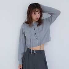 チョーカー付ハリヌキニットカーディガン