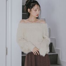 アルシーヴ(archives)のシャギーオフショルニットプルオーバー