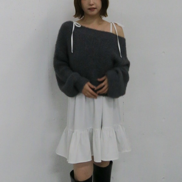 メランジフェザーニット×ミニキャミワンピースSET | アルシーヴ