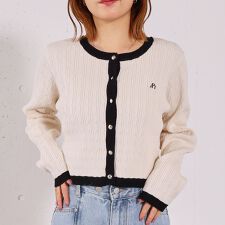 ロゴ刺繍ニットカーディガン