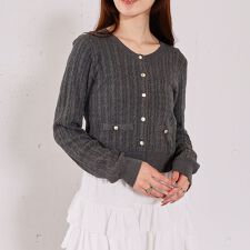 【ＯＮかわ】ランダムケーブル金ボタンニットカーディガン