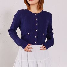 【ＯＮかわ】ランダムケーブル金ボタンニットカーディガン