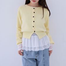 シェルプレートクロスボタンニットカーディガン