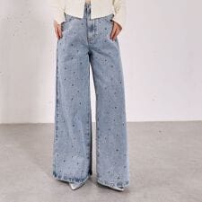 小花柄刺繍デニム