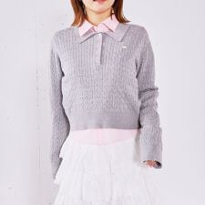 【アンチピリング】ケーブルポロニット×シャツＳＥＴ