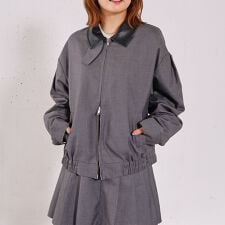 ２ｗａｙレザーカラーブルゾン