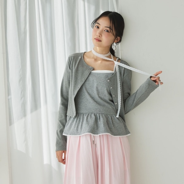 チョーカー付ドットアソートフリルカットアンサンブル