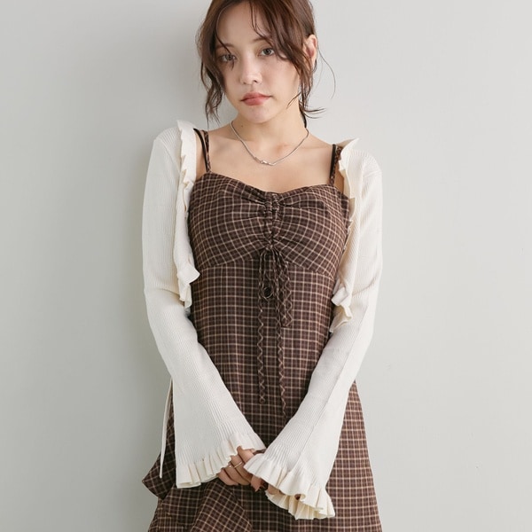 LOUIS VUITTON カシミヤ　フリルレース　カーディガン　アイボリー系 高機能】フロントフリルニットカーディガン | アルシーヴ(archives
