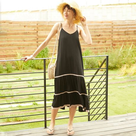 裾テープ配色キャミマキシワンピース チーク Cheek ファッション通販 マルイウェブチャネル
