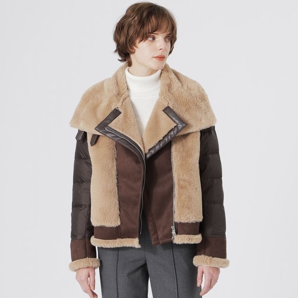 LOVELESS ラブレス ダブル ライダース ホワイトグース ダウンジャケット LOVELESS ラブレス ダウンジャケット ブラック ライダース M 総裏