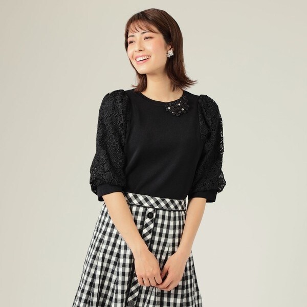 【美品】 TO BE CHIC　ケミカルレース コンビニットプルオーバー　大きい ケミカルレースコンビ ニットプルオーバー | トゥービーシック