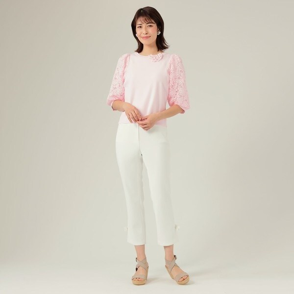TO BE CHIC ケミカルレースコンビ ニットプルオーバー　サイズ44 ケミカルレースコンビ ニットプルオーバー(トップス)｜TO BE