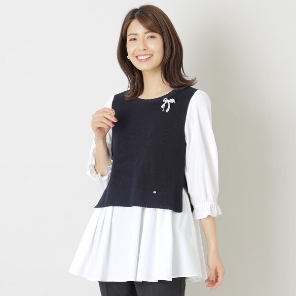 TO BE CHIC トゥービーシック＊ブラウスレイヤー ニットチュニック ブラウスレイヤー ニットチュニック(トップス)｜TO BE CHIC