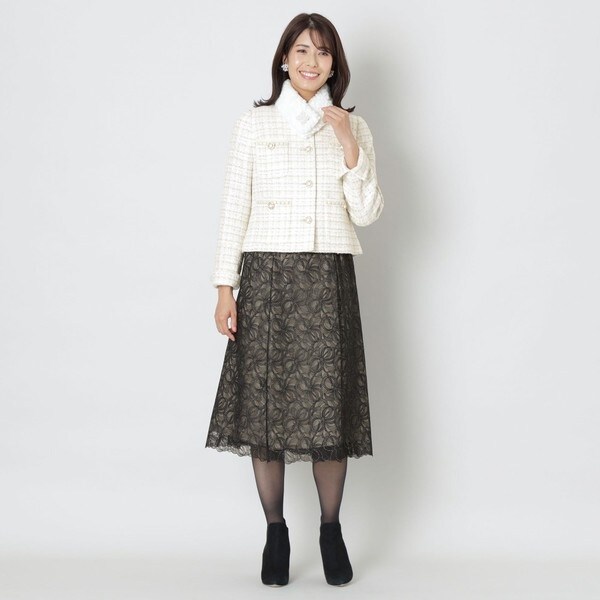 TOBECHICノーカラージャケット ツイードジャケット美品 TO BE CHIC｜ファンシーツイードノーカラー ジャケット