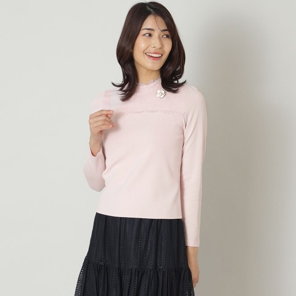 TO BE CHIC ケミカルレースコンビ ニットプルオーバー サイズ44 L】ケミカルレースコンビ ニットプルオーバー | トゥービー