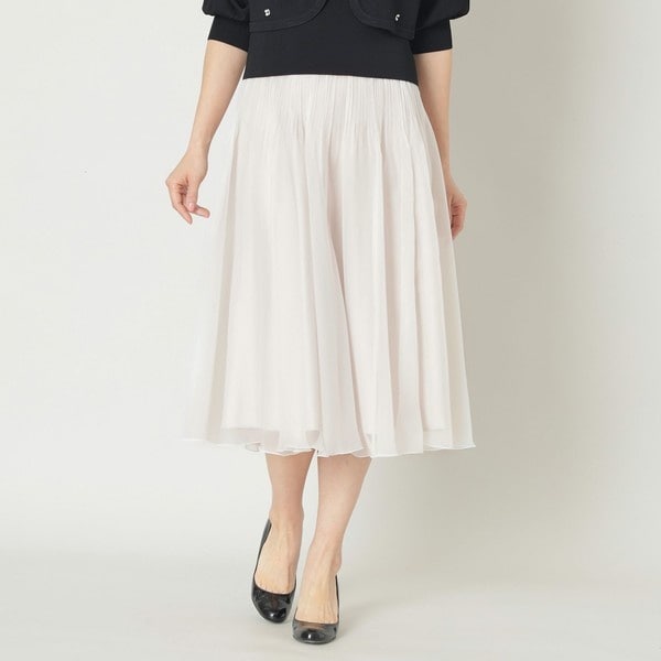 トゥービーシック　光沢のある白　スカート　大きいサイズ46　リボン　レース S｜Aラインスカート｜TO BE CHIC(Lサイズ)(トゥー ビー シック
