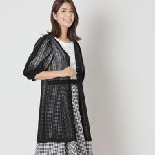 透かし編み ミドルニットカーディガン