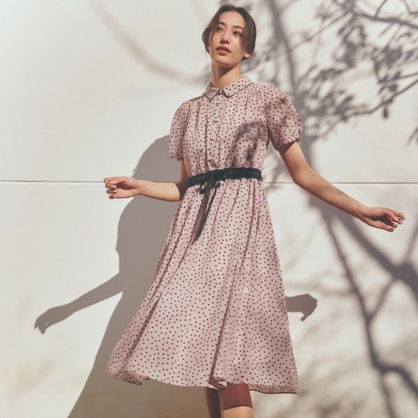大きいサイズ　TO BE CHIC シャンブレーデニムフリルスリーブ ワンピース L】シャンブレーデニムフリルスリーブ ワンピース(ワンピース