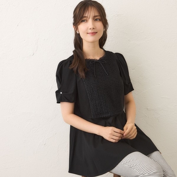 極美品 トゥービーシック フレアスリーブチュニック 44 大きめ リボン ピンク 極美品 トゥービーシック フレアスリーブチュニック 44 大きめ