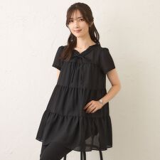 ボイルワッシャーティアード　チュニックブラウス