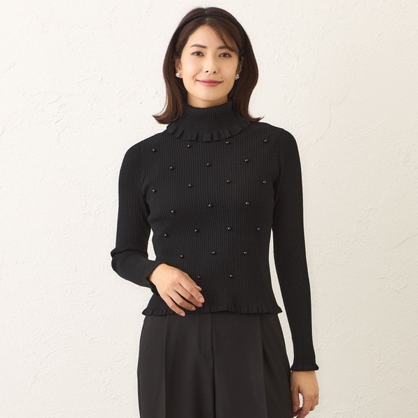 トゥービーシック TO BE CHIC リブ ニット カーディガン フリル 七分袖 ミント 3 レディース