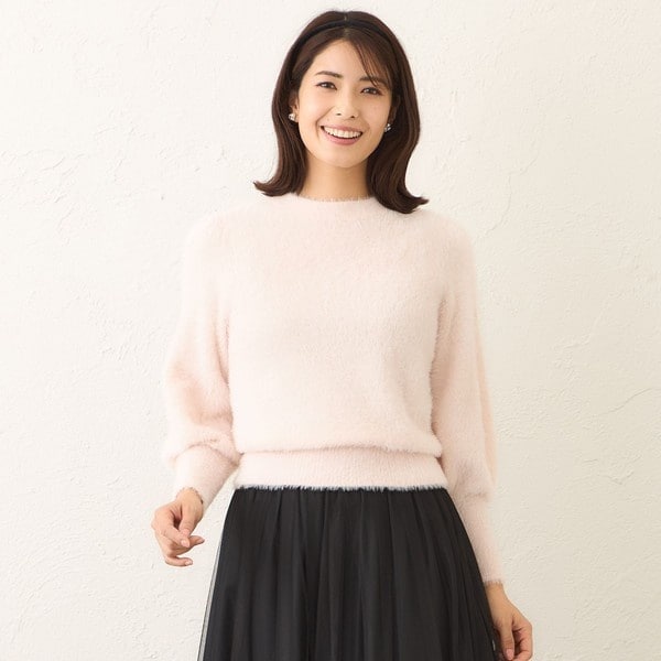 トゥービーシック ニット セーター 袖シフォン 無地 長袖 40 レース刺しゅうコンビ プルオーバーニット(トップス)｜TO BE CHIC