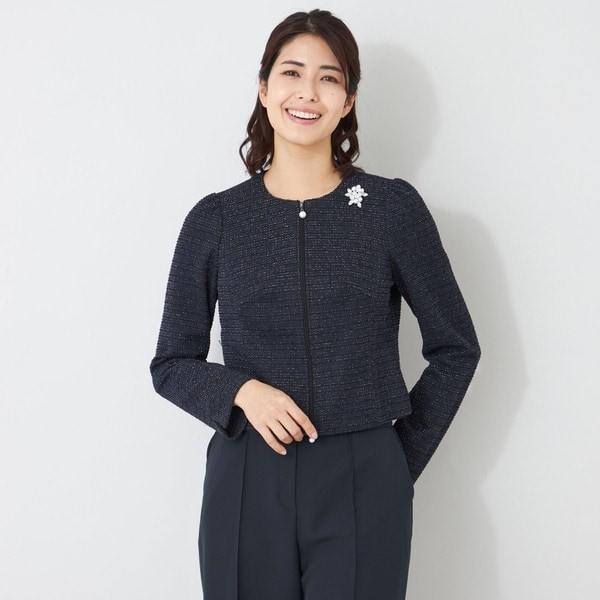 入学式セールTOBECHIC ツイードジャケット サイズ48 XXL レディース 