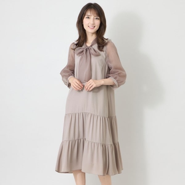 新品タグ付き TO BE CHIC フリル ストレッチ ワンピース 40 新品タグ