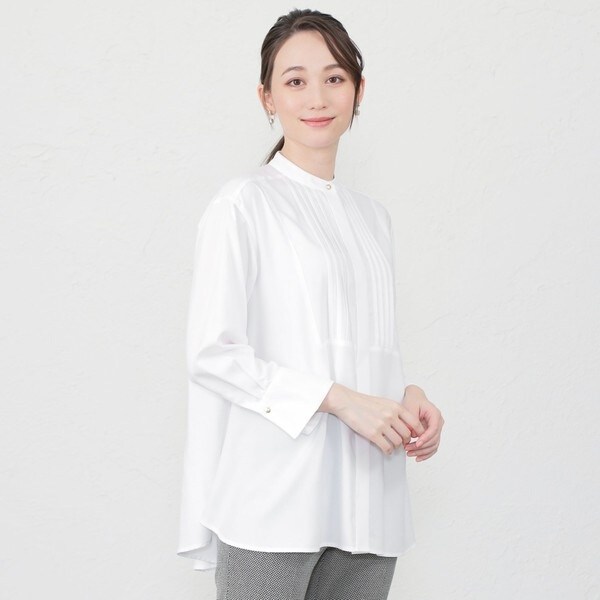 Amaca チュニックプルオーバーブラウス M 新品タグ付き バンブークロス ピンタックチュニックブラウス | アマカ(AMACA
